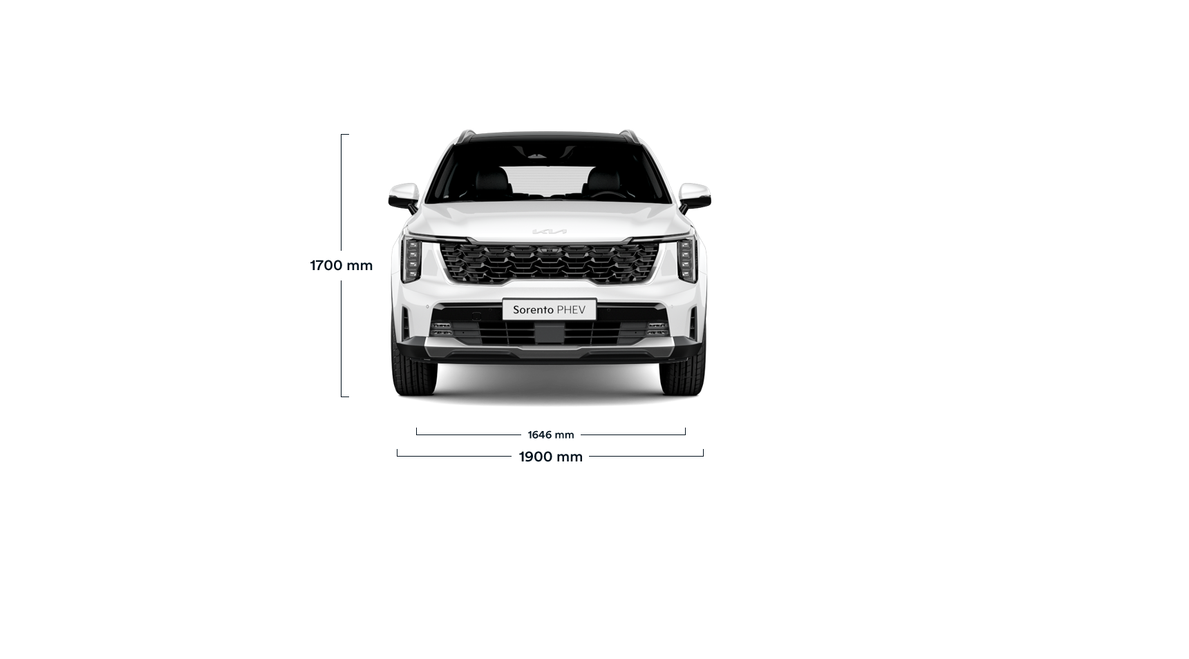 Kia Sorento PHEV, Abmessungen, Frontansicht, MMG